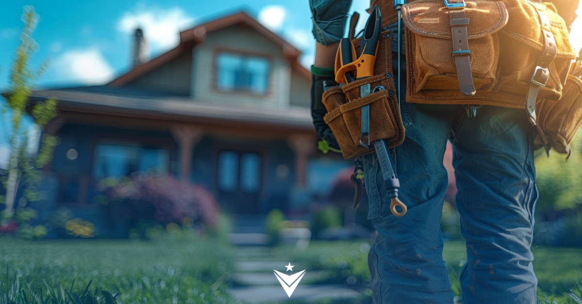 Home services technician outside residential home representing home services franchise industry